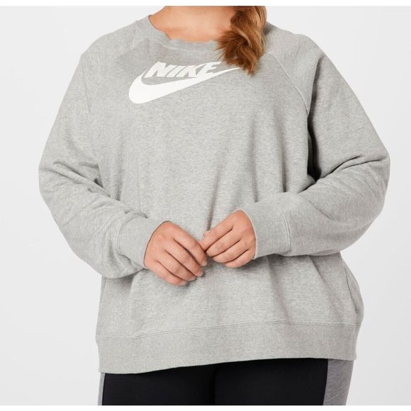 Nike DC6928 063 Women's Plus Sz 1XL Gray Fleece Logo Graphic Sweatshirt $60 - Picture 8 of 9